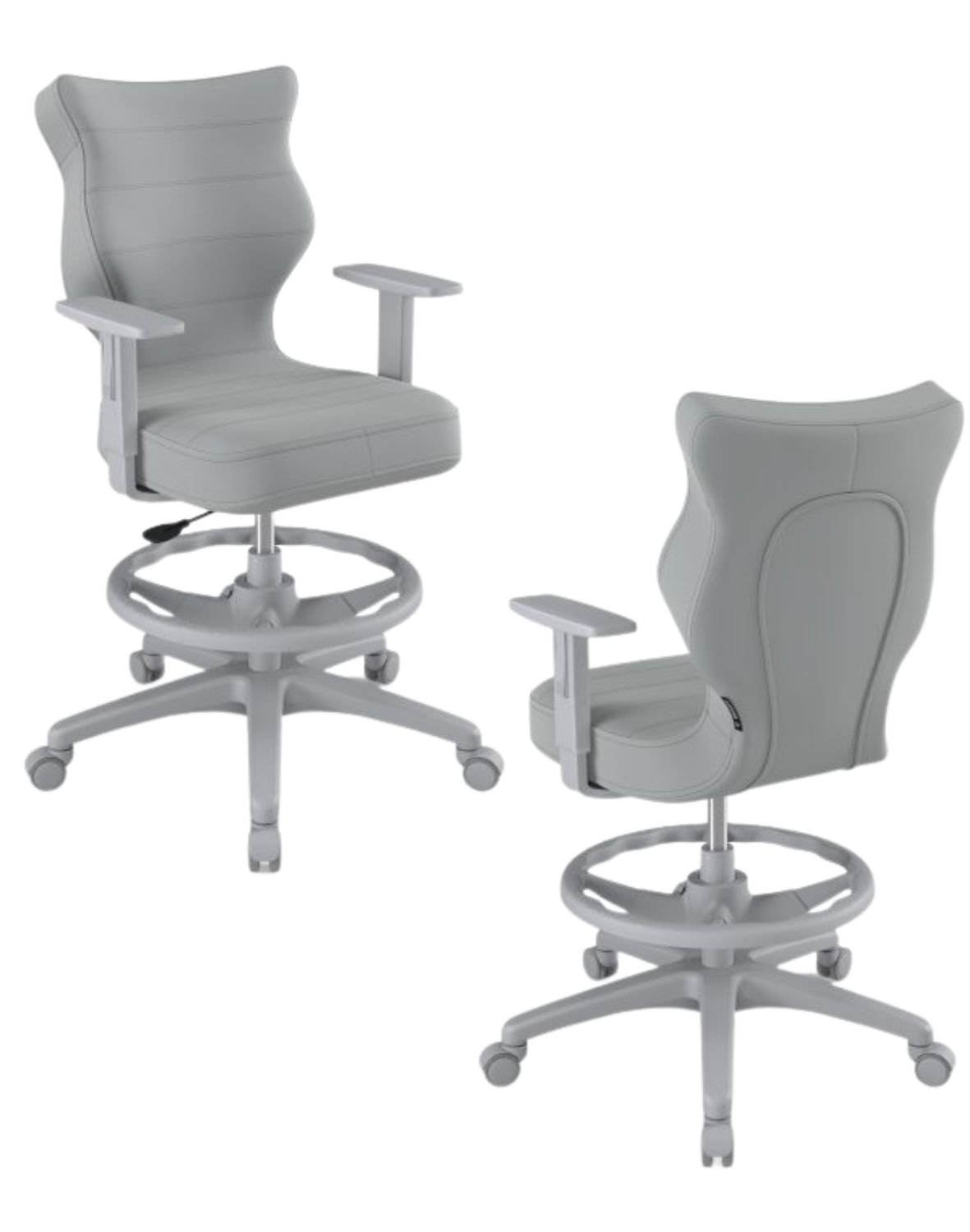 Krzesło młodzieżowe Duo z podnóżkiem, szara podstawa, rozmiar 6, wzrost 159-188 cm