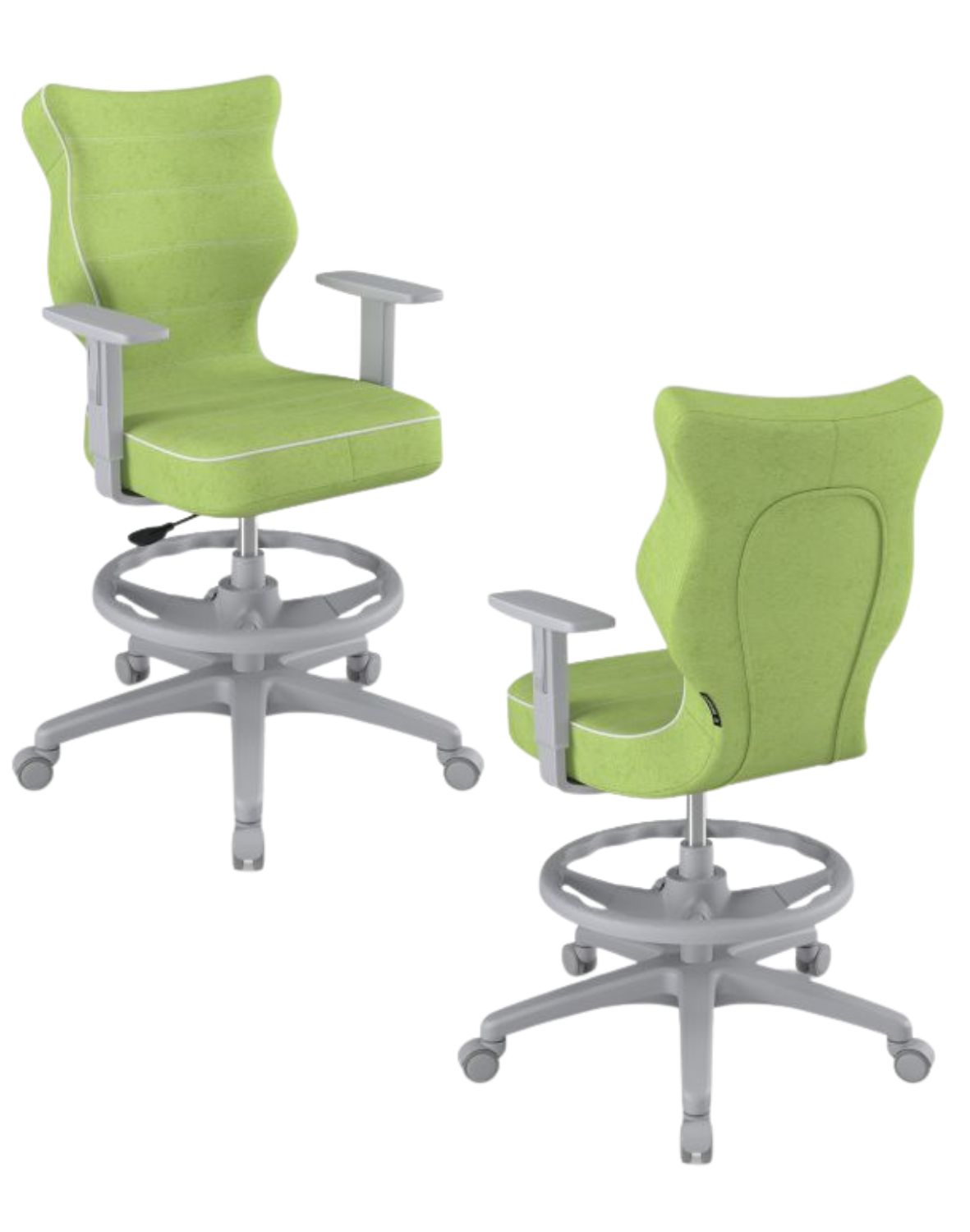 Krzesło młodzieżowe Duo z podnóżkiem, szara podstawa, rozmiar 6, wzrost 159-188 cm