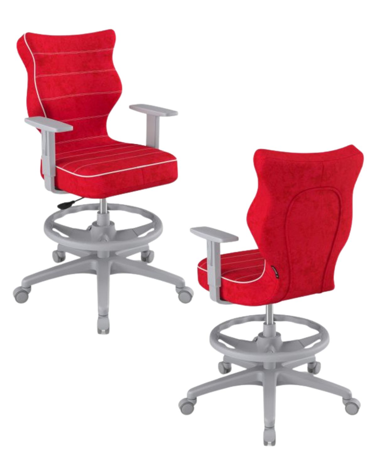 Krzesło młodzieżowe Duo z podnóżkiem, szara podstawa, rozmiar 6, wzrost 159-188 cm