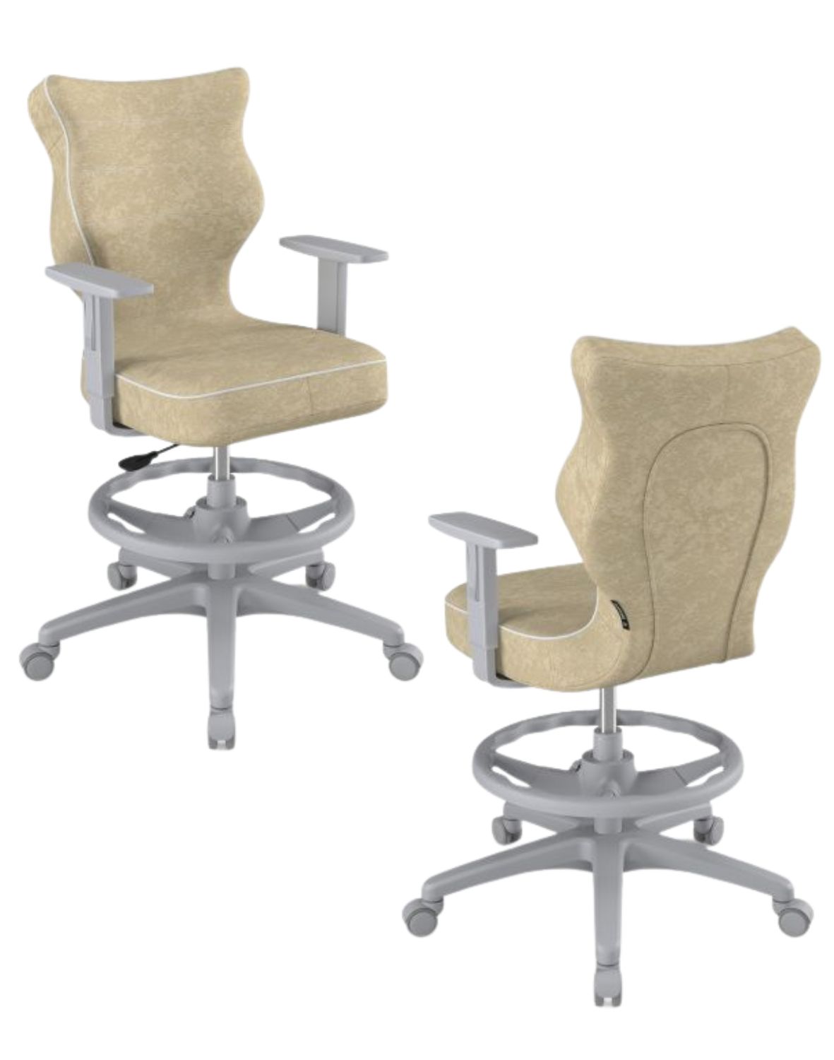 Krzesło młodzieżowe Duo z podnóżkiem, szara podstawa, rozmiar 6, wzrost 159-188 cm