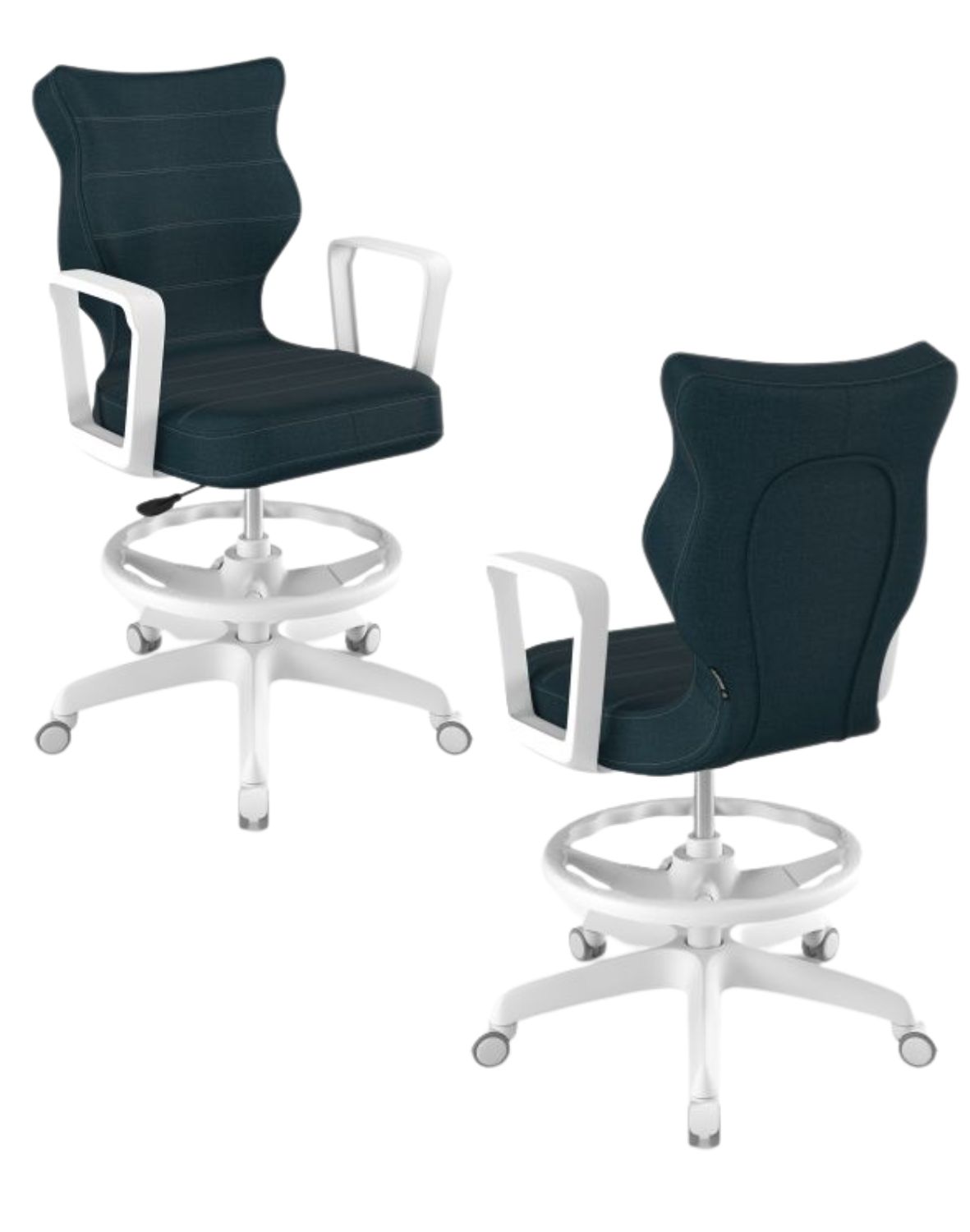 Krzesło młodzieżowe Norm z podnóżkiem, biała podstawa, rozmiar 5 (wzrost 146 - 176,5 cm)