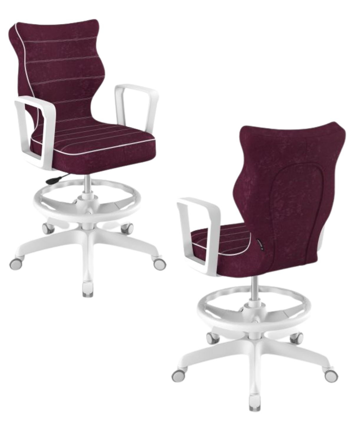 Krzesło młodzieżowe Norm z podnóżkiem, biała podstawa, rozmiar 5 (wzrost 146 - 176,5 cm)