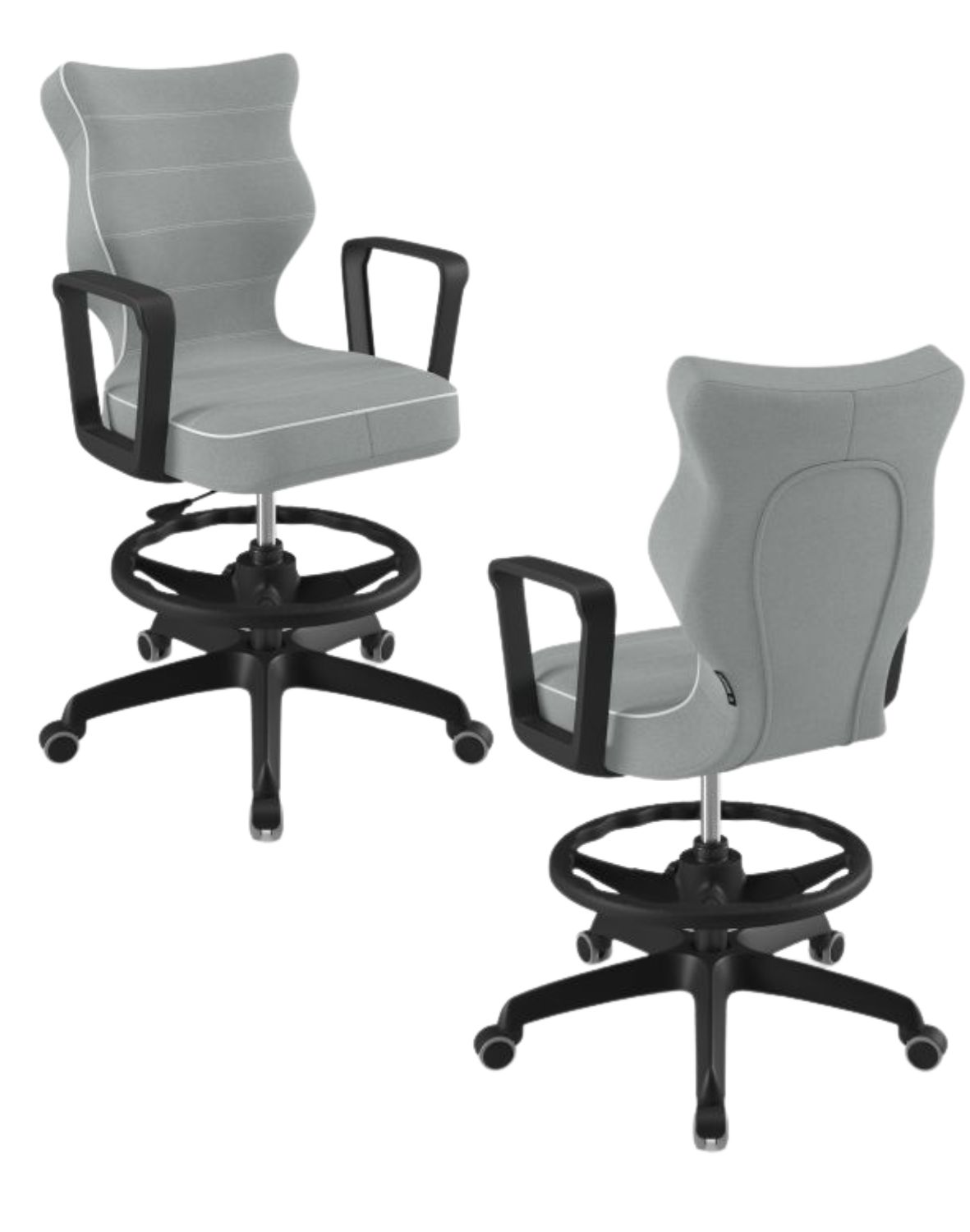 Krzesło młodzieżowe Norm z podnóżkiem, czarna podstawa, rozmiar 5 (wzrost 146 - 176,5 cm)