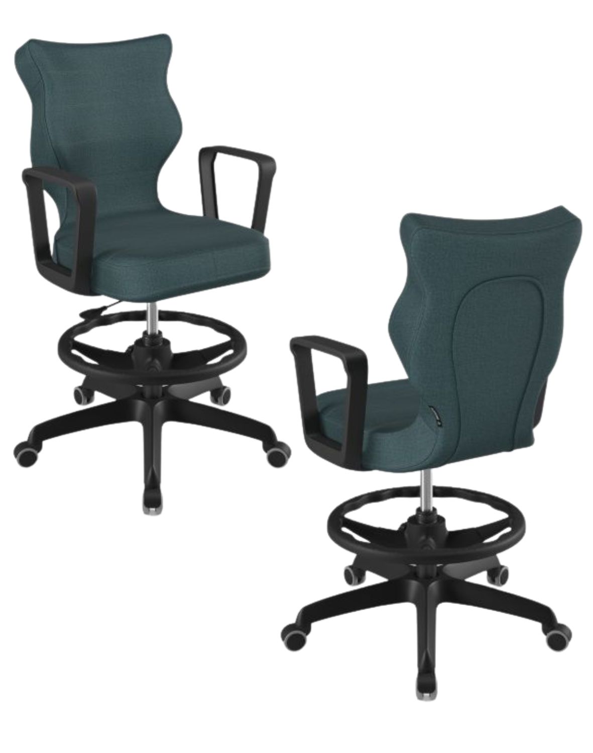 Krzesło młodzieżowe Norm z podnóżkiem, czarna podstawa, rozmiar 5 (wzrost 146 - 176,5 cm)