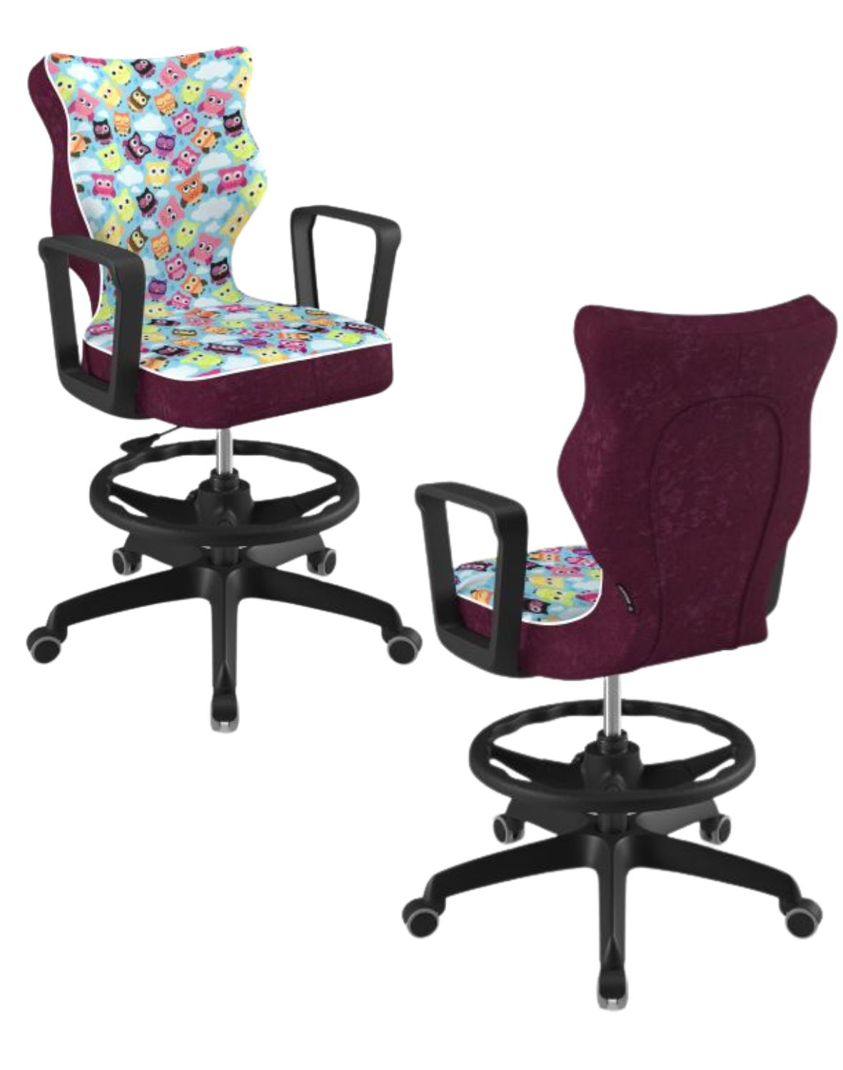 Krzesło młodzieżowe Norm z podnóżkiem, czarna podstawa, rozmiar 5 (wzrost 146 - 176,5 cm)