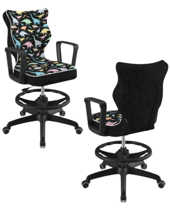 Krzesło młodzieżowe Norm z podnóżkiem, czarna podstawa, rozmiar 6 (wzrost 159 - 188 cm)