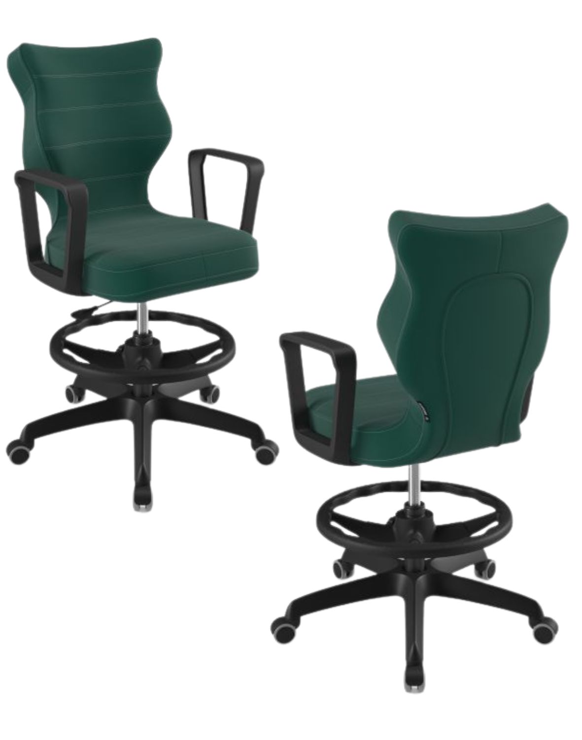 Krzesło młodzieżowe Norm z podnóżkiem, czarna podstawa, rozmiar 6 (wzrost 159 - 188 cm)