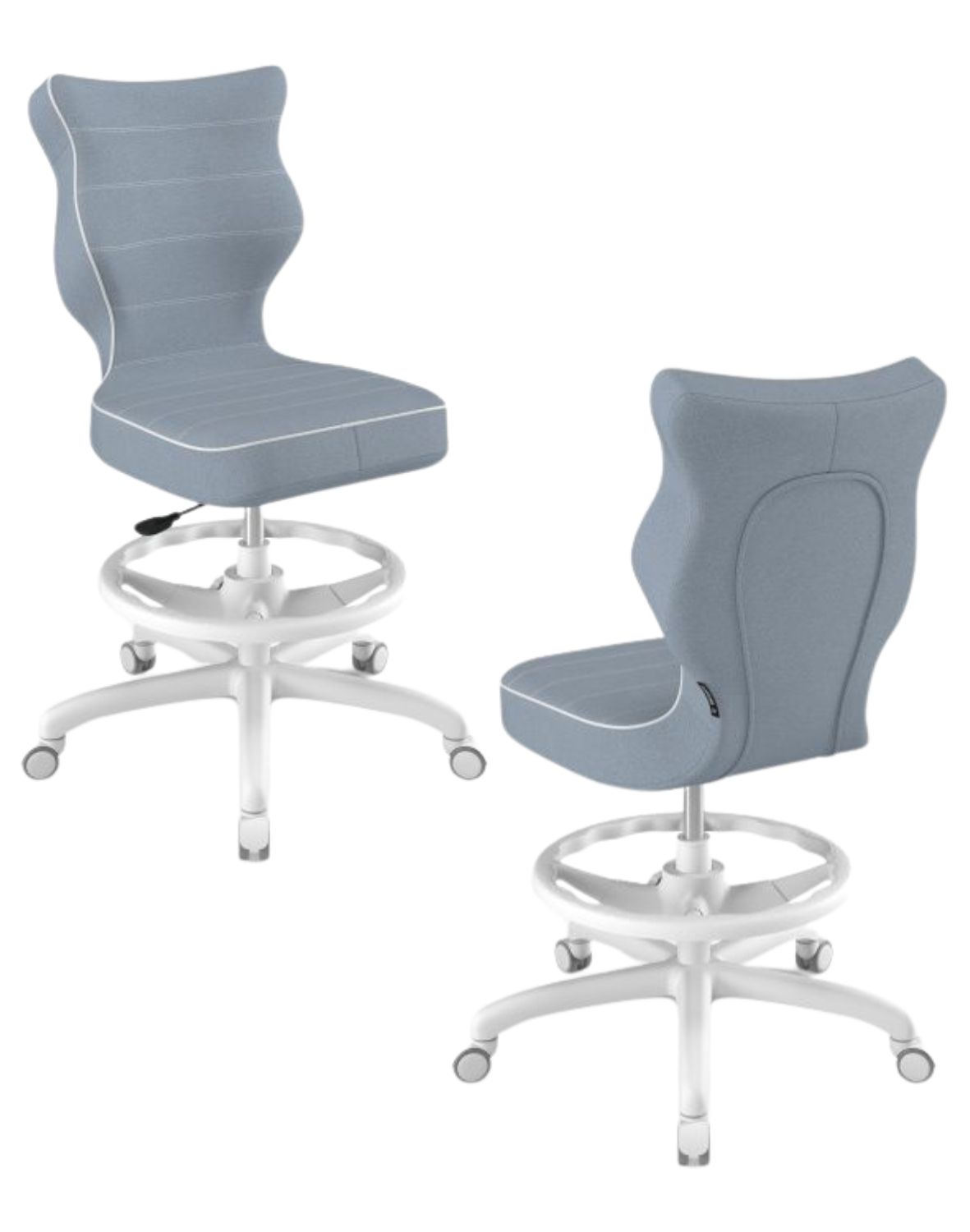 Krzesło dziecięce Entelo Petit z podnóżkiem 159-188 cm Biała Podstawa