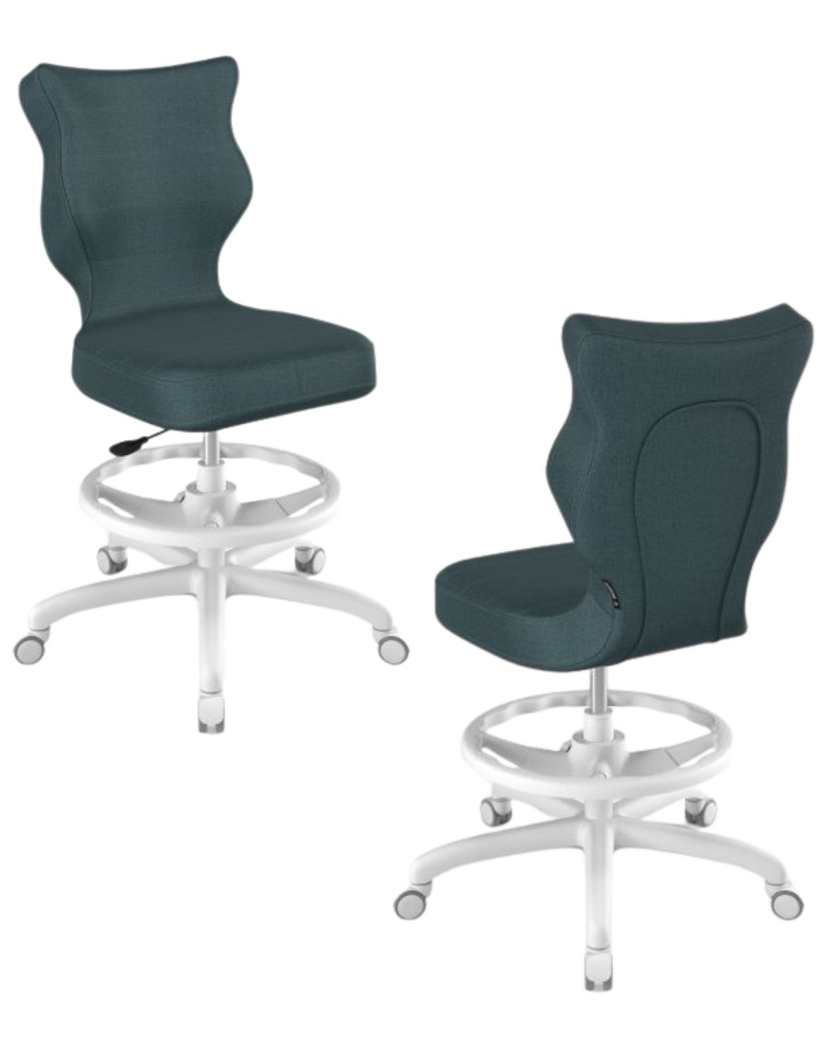 Krzesło dziecięce Entelo Petit z podnóżkiem 146-176,5 cm Biała Podstawa