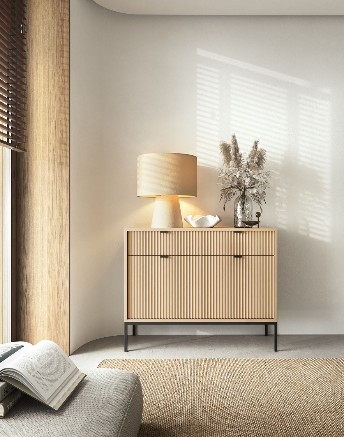 komoda ryflowana nova dąb vincenza z szufladami (ksz104)