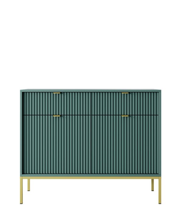 komoda ryflowana nova zielona z szufladami (ksz104), green/gold