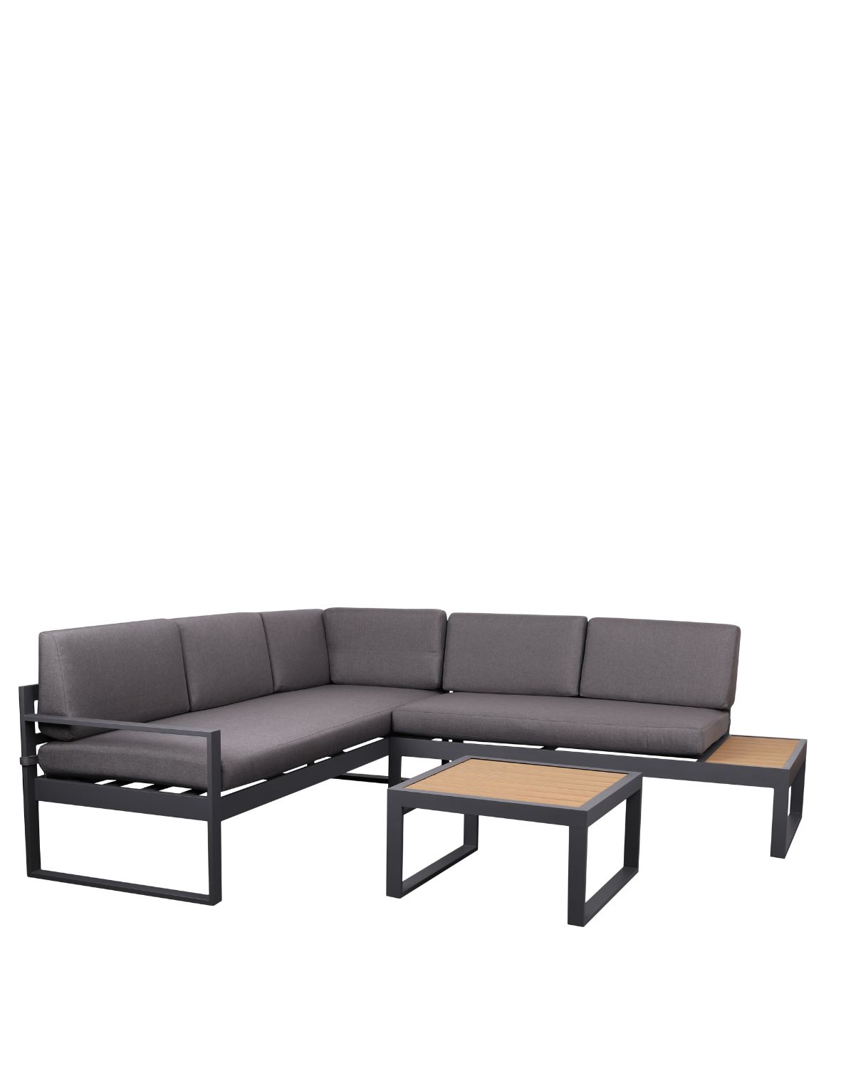 narożnik ogrodowy lorato grey 5-osobowy ze stolikiem – aluminium, szary
