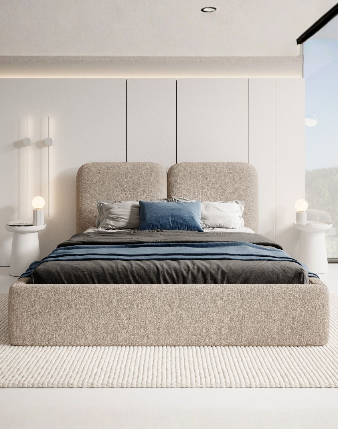 beżowe łóżko do sypialni desio slim