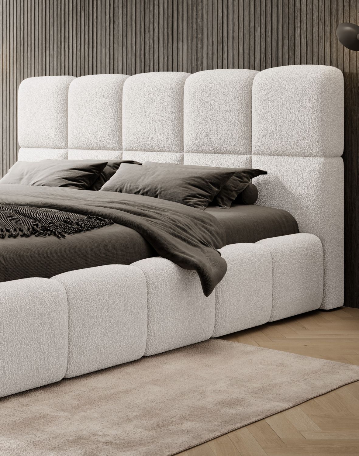 łóżko sypialniane tapicerowane grafitowe avila