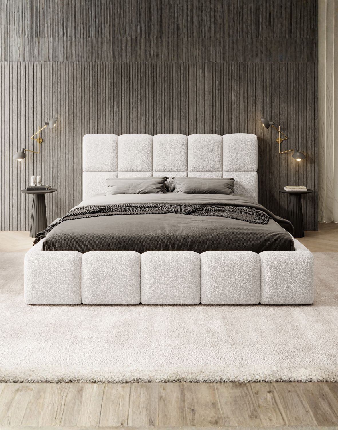 łóżko sypialniane tapicerowane grafitowe avila