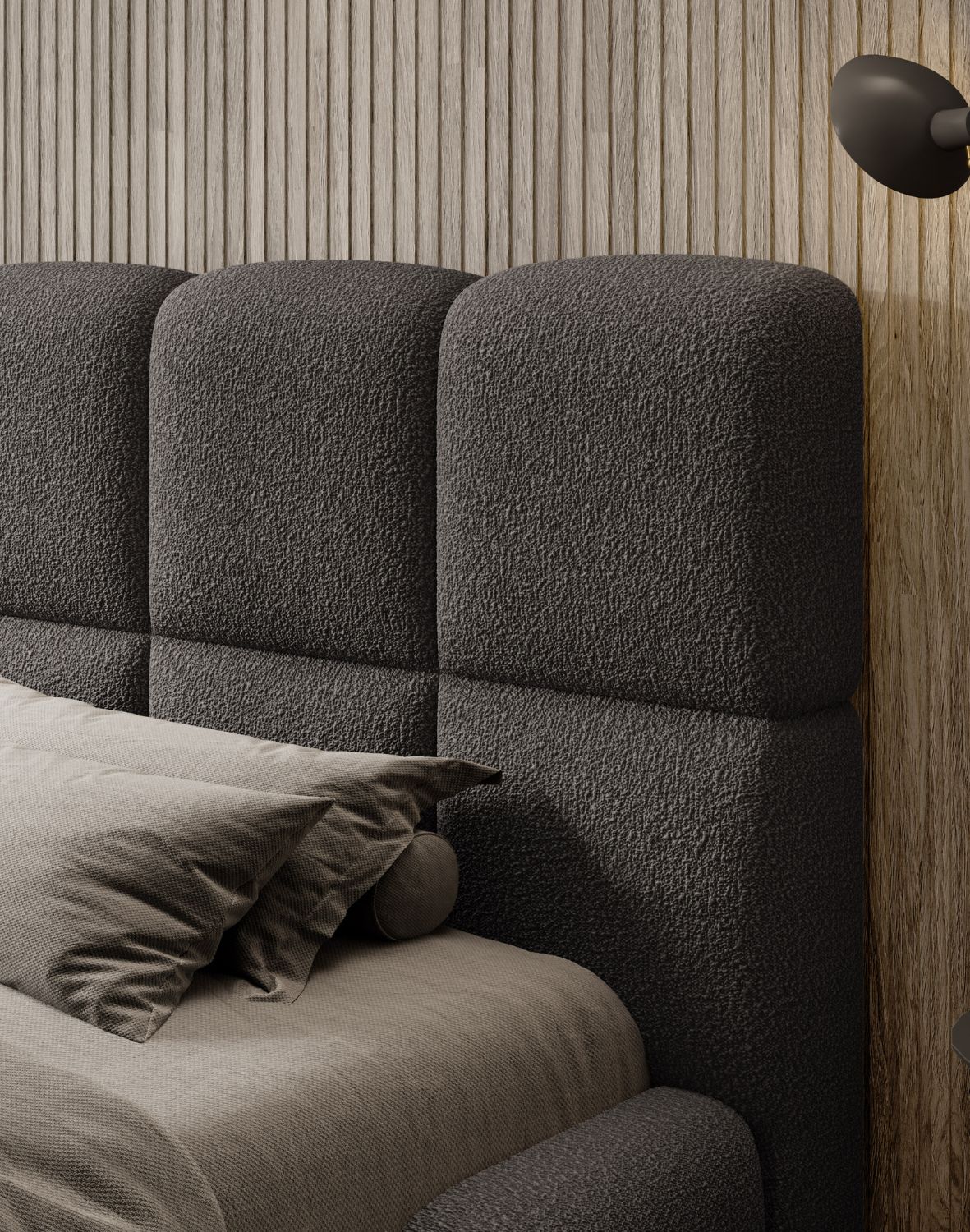 łóżko sypialniane tapicerowane grafitowe avila