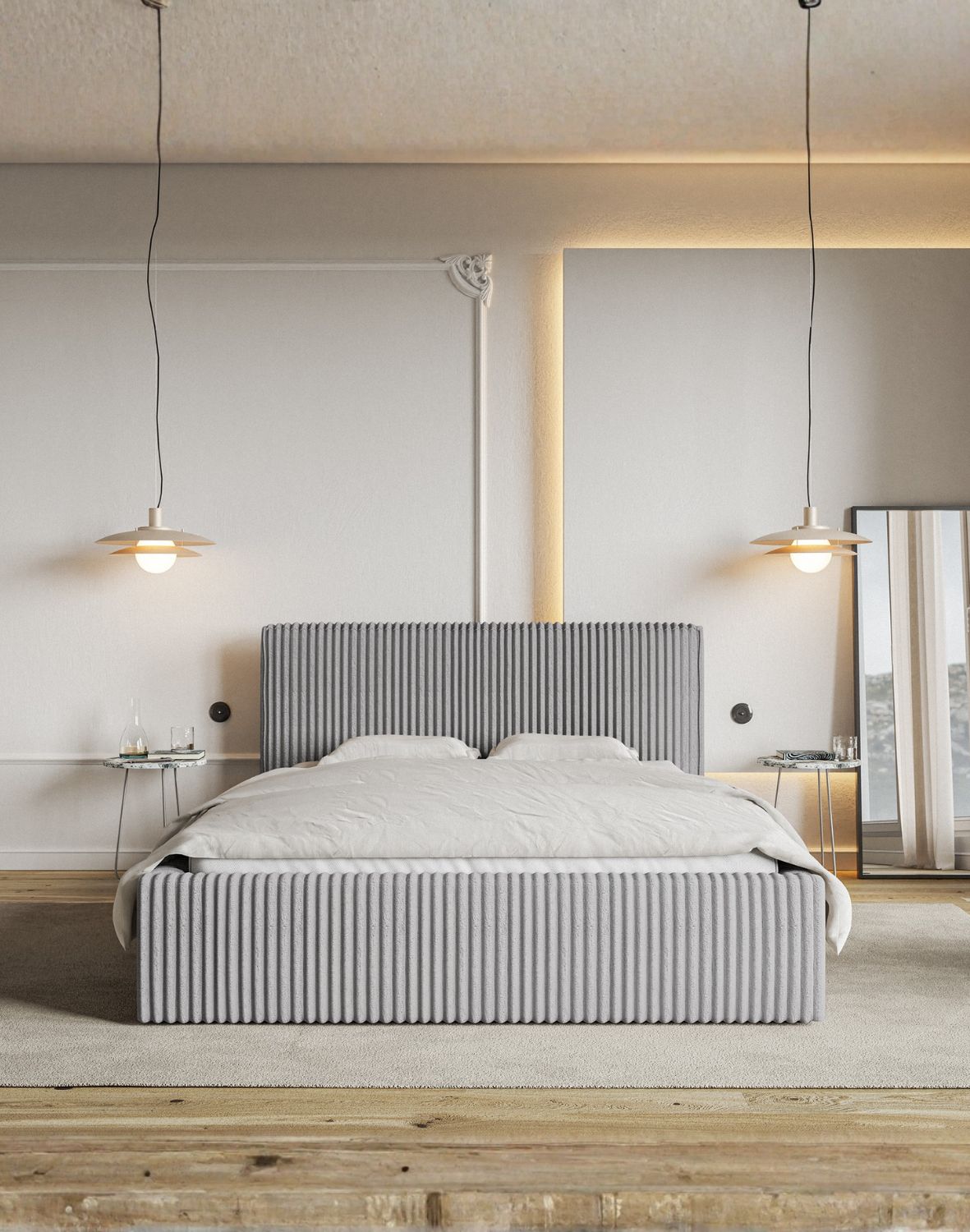 tapicerowane łóżko inez