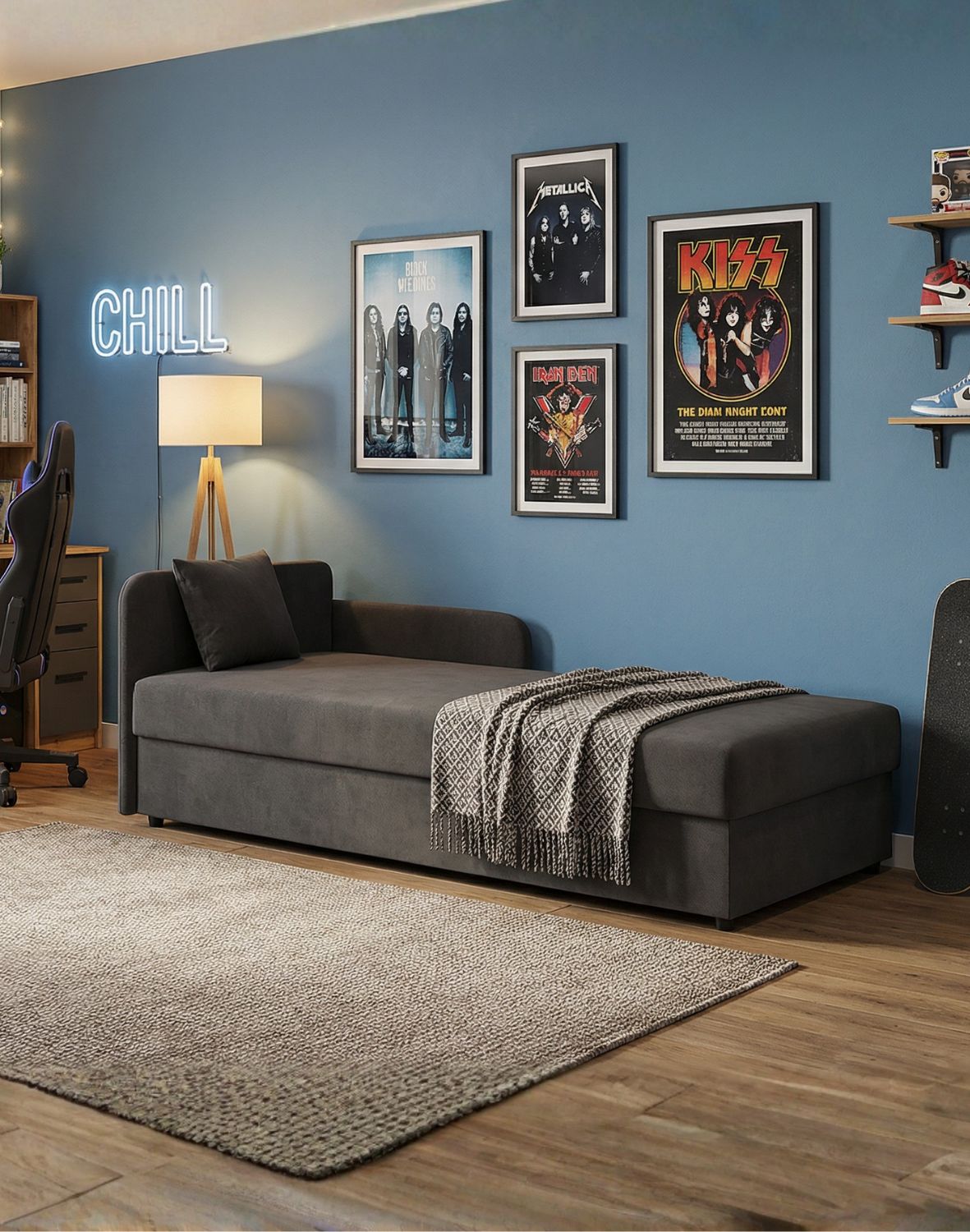 tapczan młodzieżowy z pojemnikiem jednoosobowym toffi 107