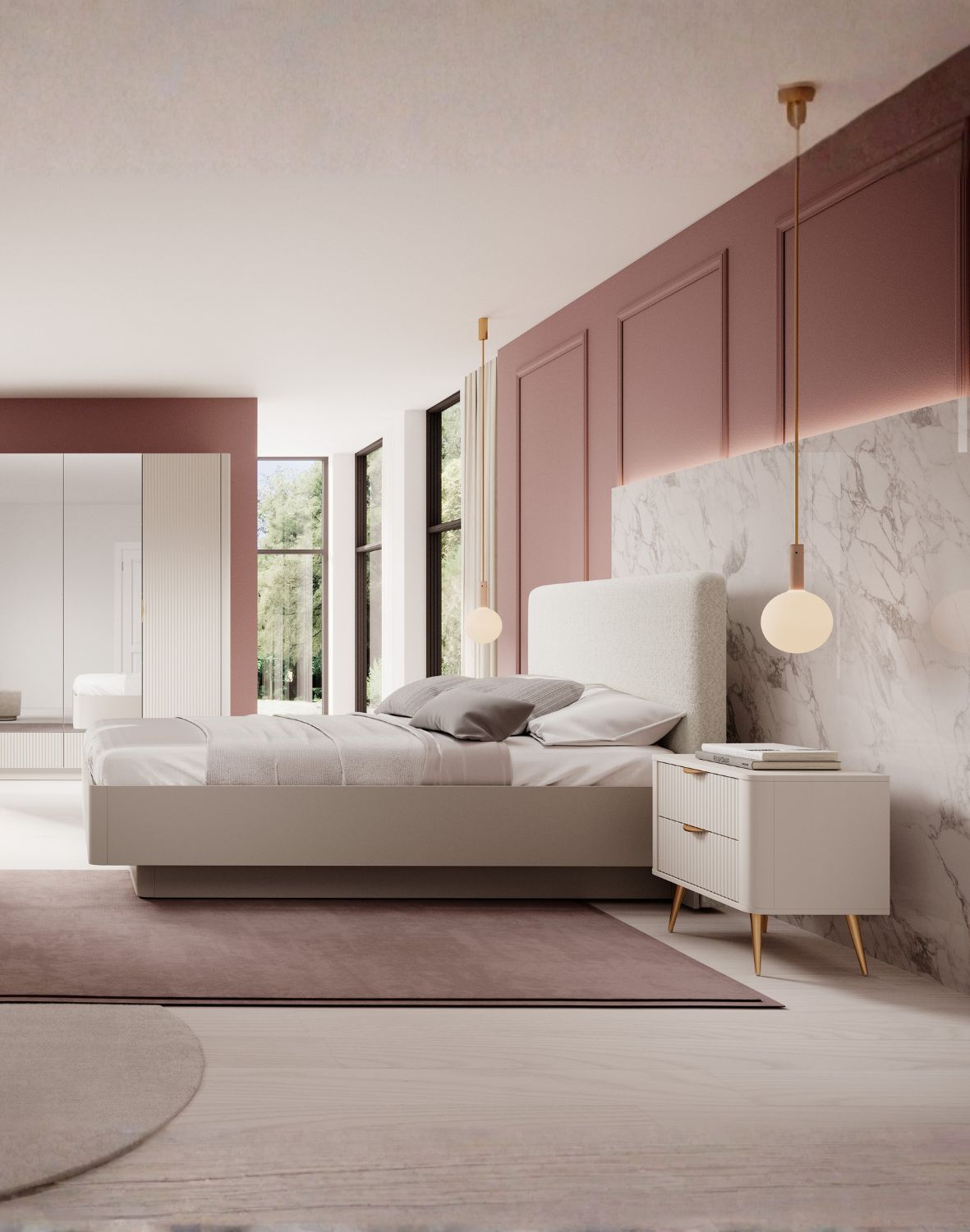 łóżko 160x200 z tapicerowanym wezgłowiem lante i