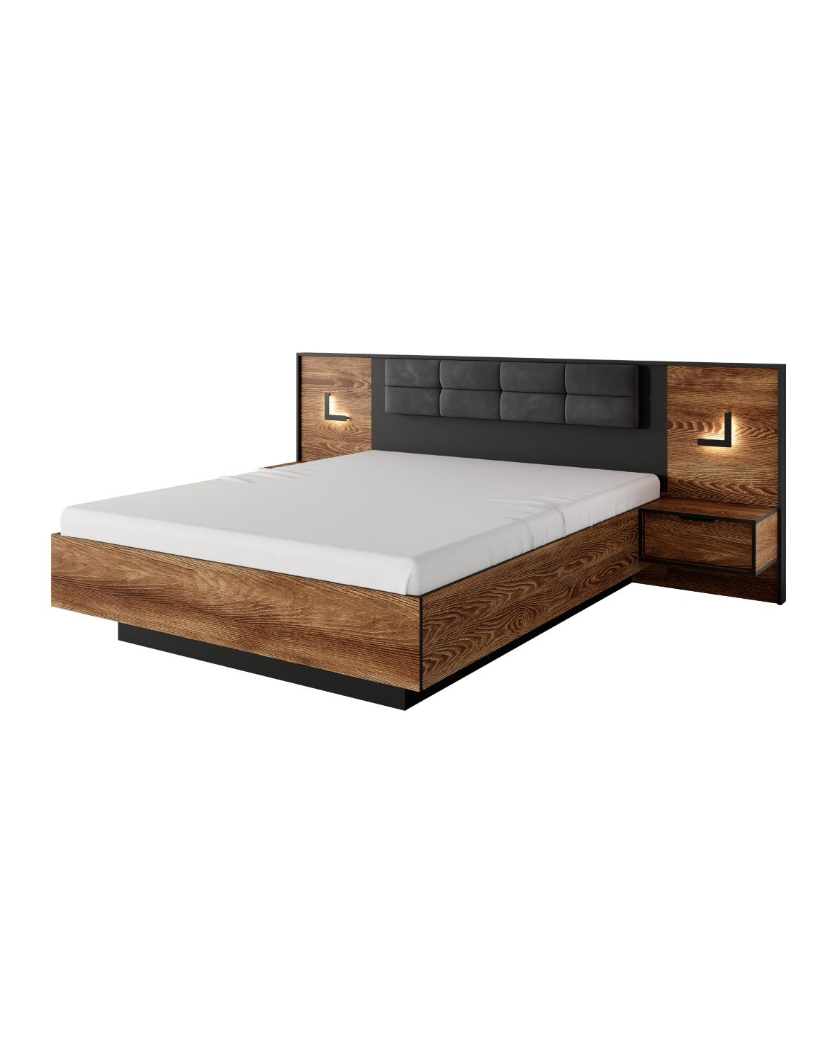 łóżko 160x200 z pojemnikiem milton c kasztan i antracyt