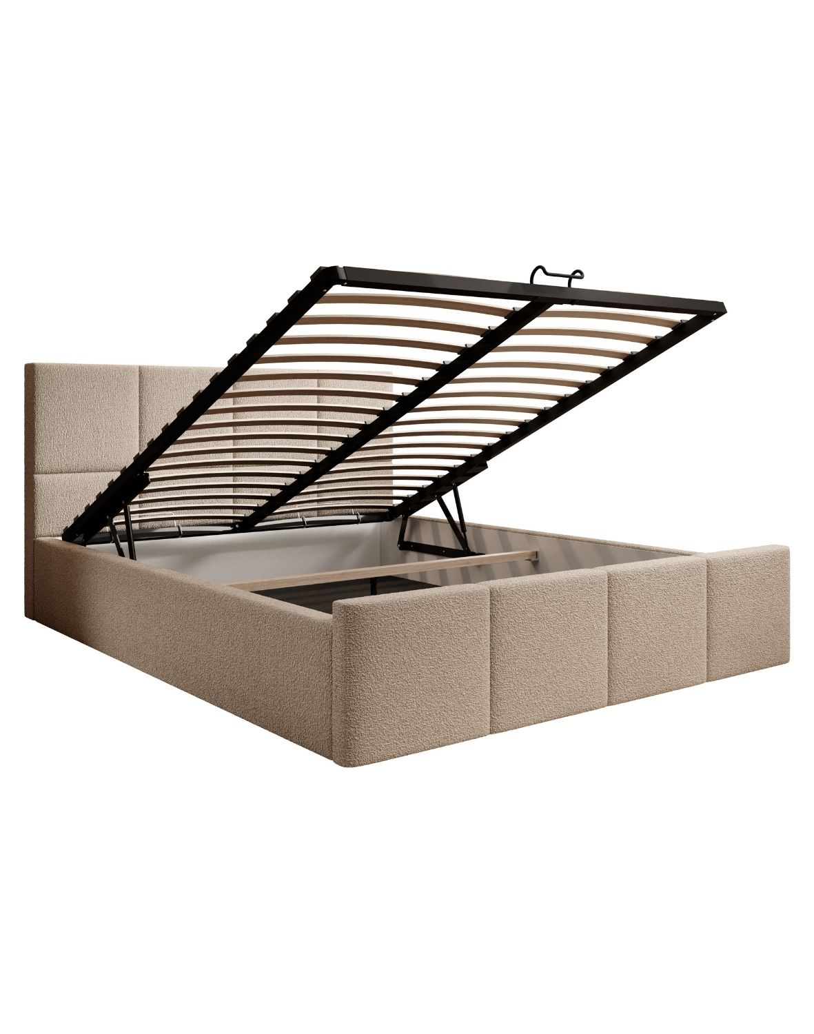 beżowe łóżko siena slim w tkaninie boucle abriamo