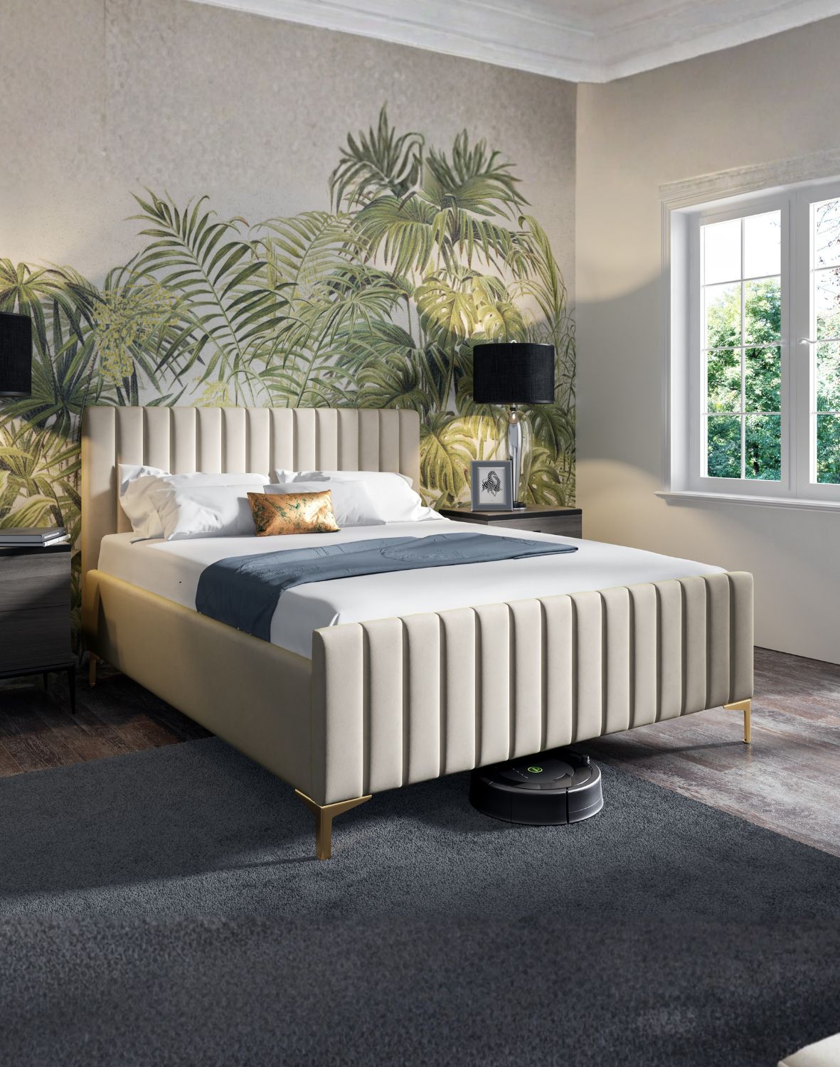 łóżko tapicerowane typ 25 na wysokich nóżkach