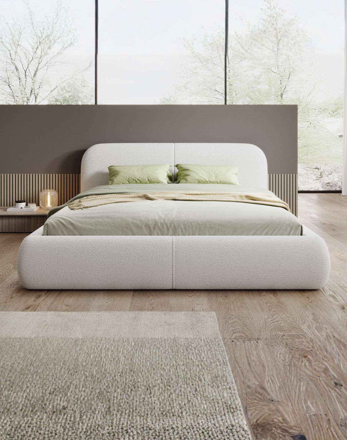 łóżko tapicerowane z pojemnikiem fogo