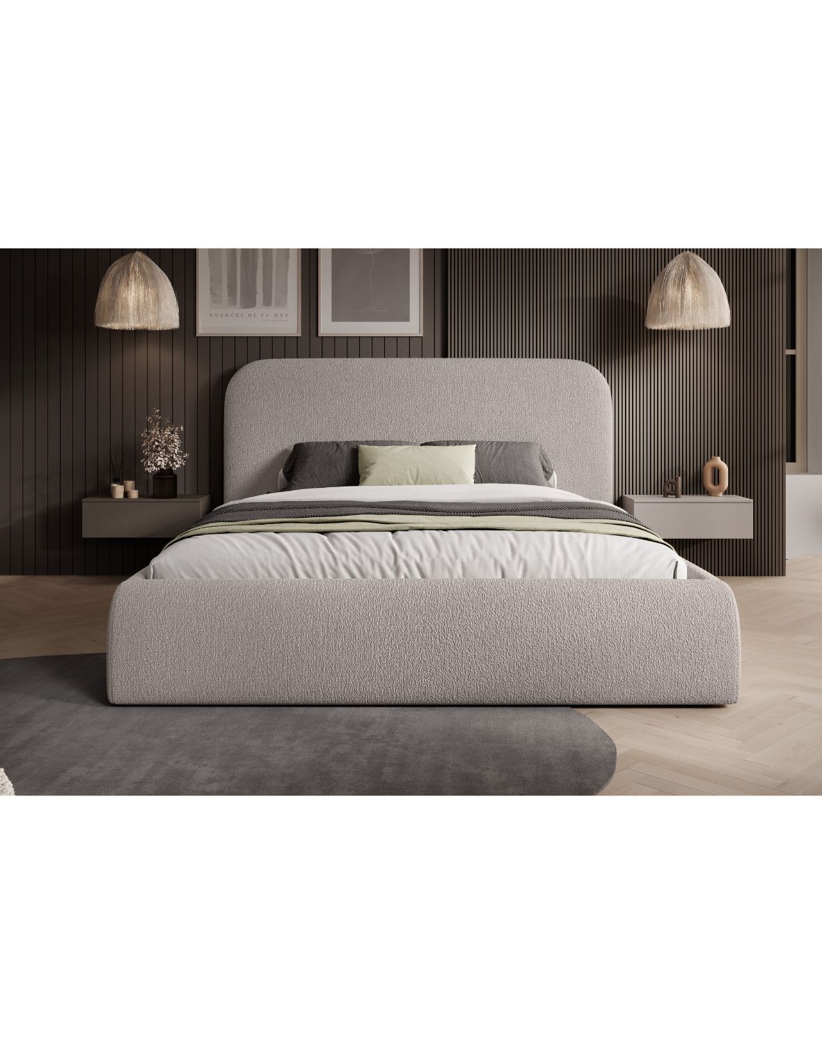 łóżko tapicerowne z pojemnikiem o nowoczesnej formie mateo