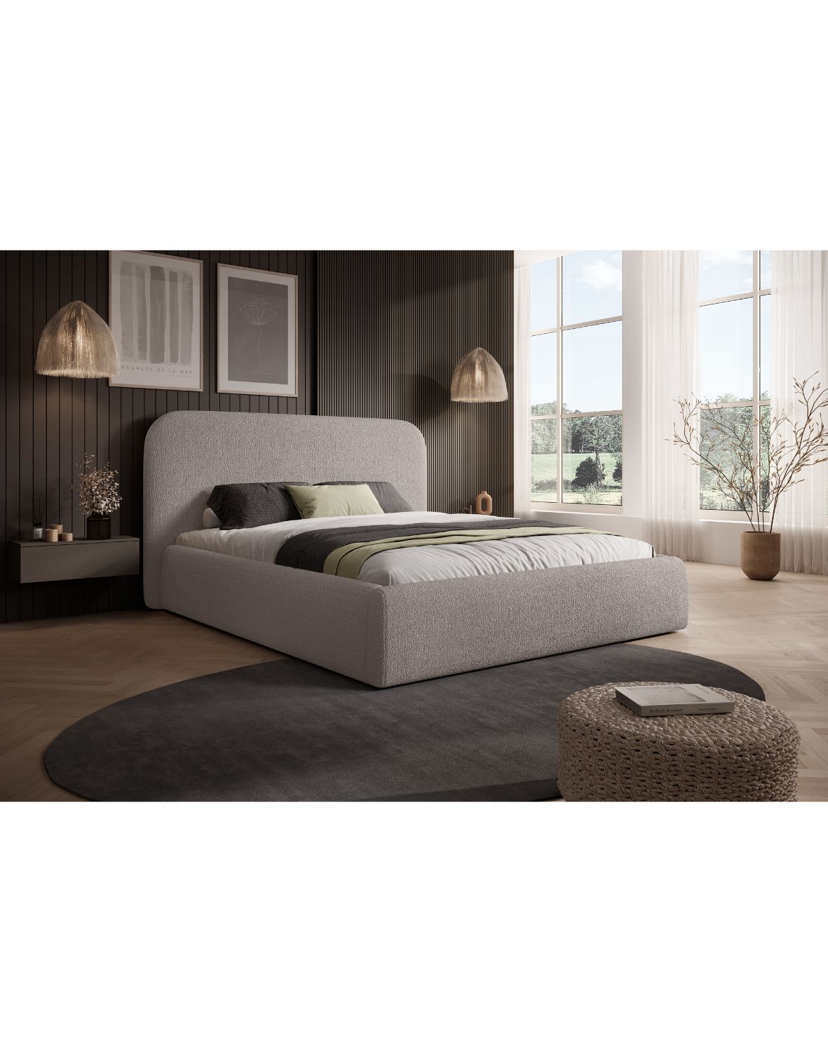 łóżko tapicerowne z pojemnikiem o nowoczesnej formie mateo