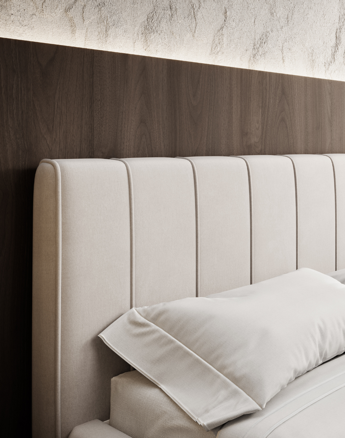 łóżko tapicerowane z pojemnikiem molly z wezgłowiem z dekoracyjną kedrą