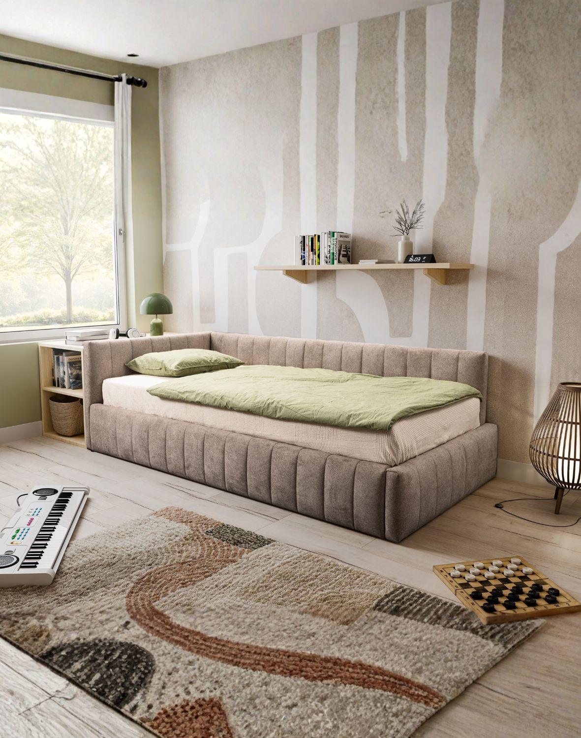 tapicerowane łóżko jednoosobowe teddy 90x200