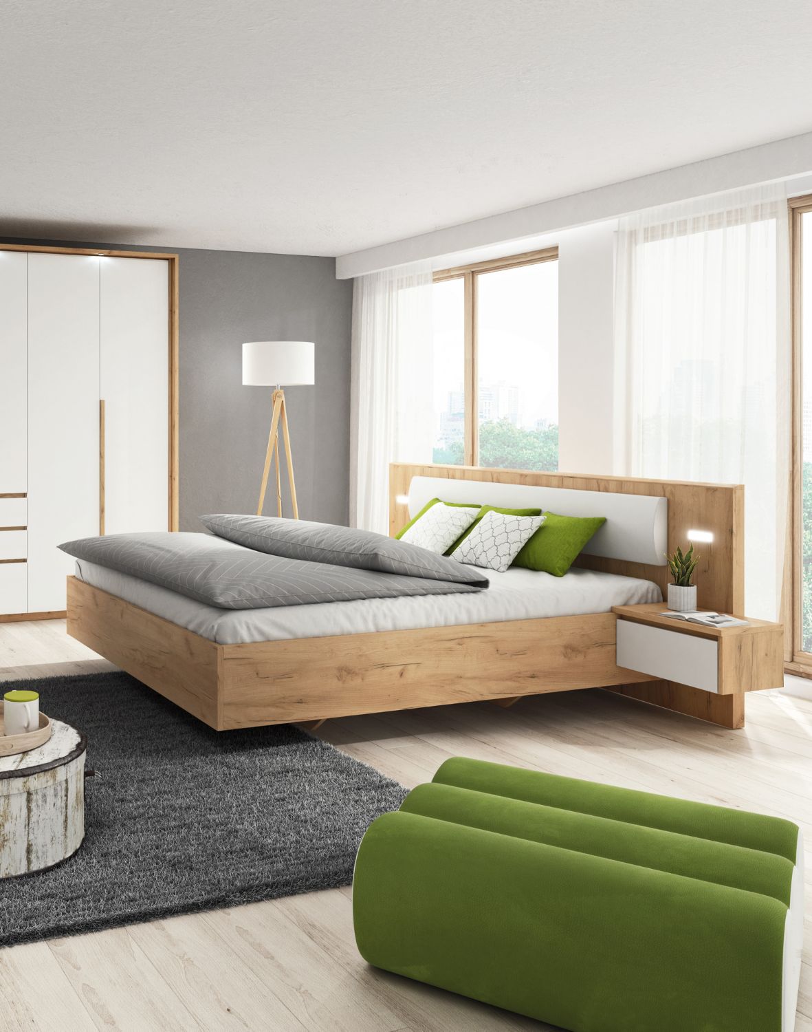 łóżko xelo 160 ze stolikami nocnymi