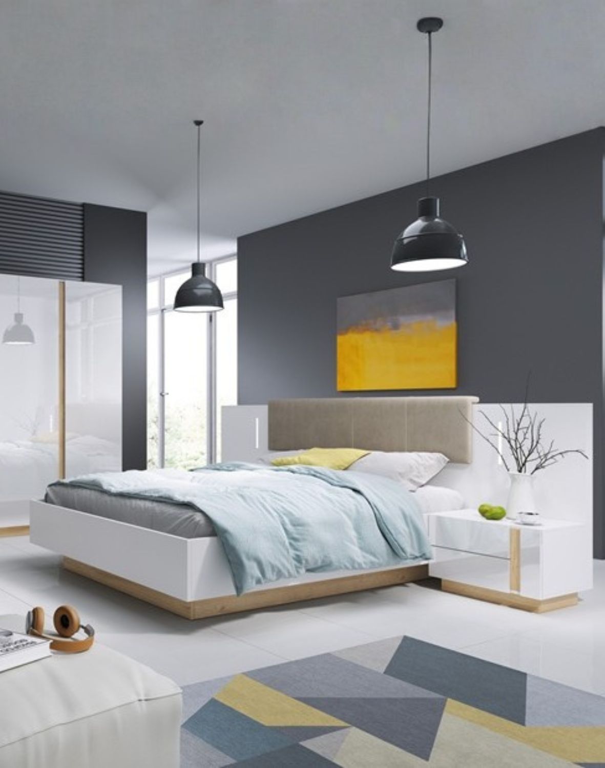 łóżko ze stolikami nocnymi arco