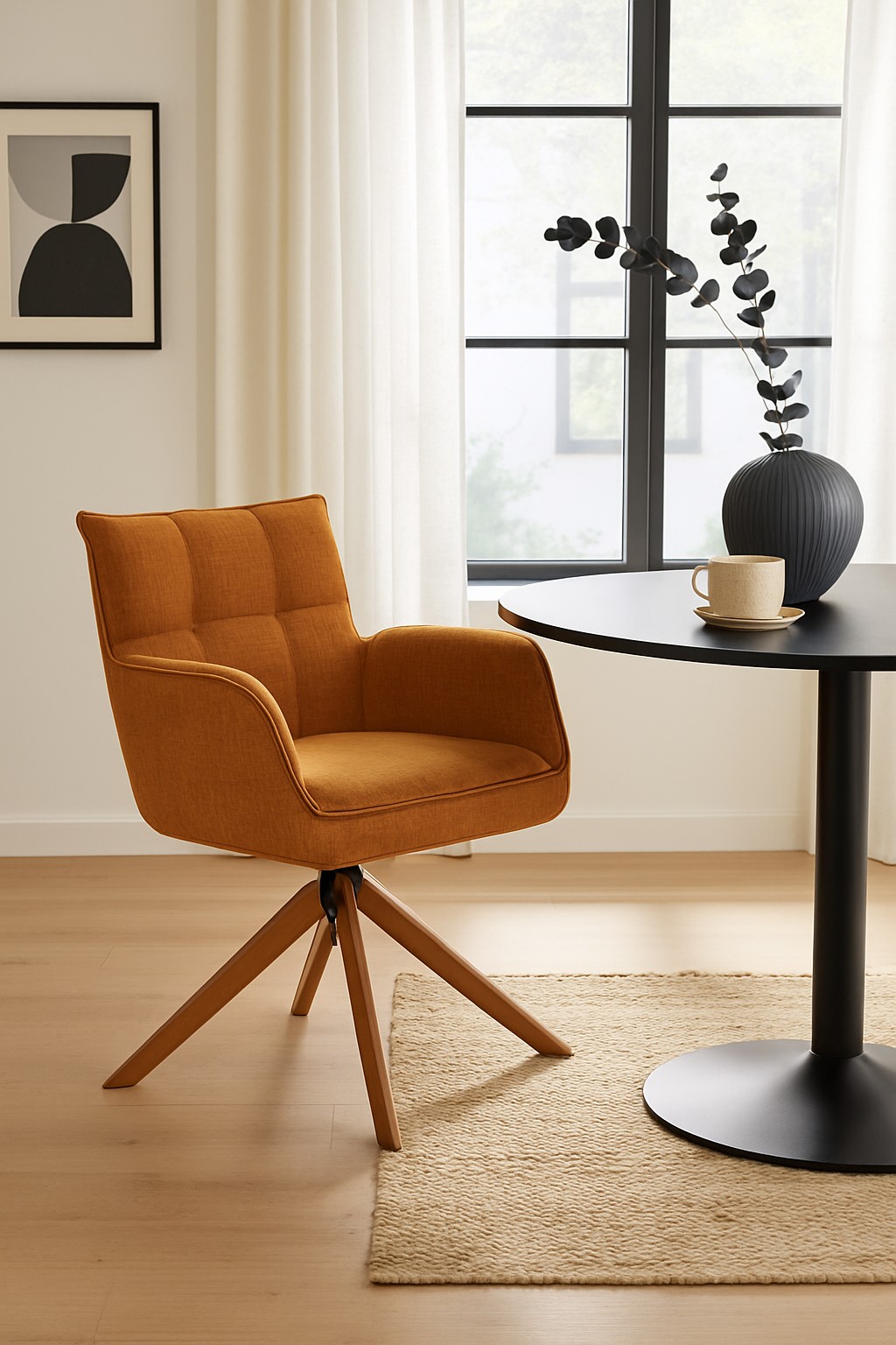 krzesło obrotowe marilla, drewniane nogi, rude (53240002)