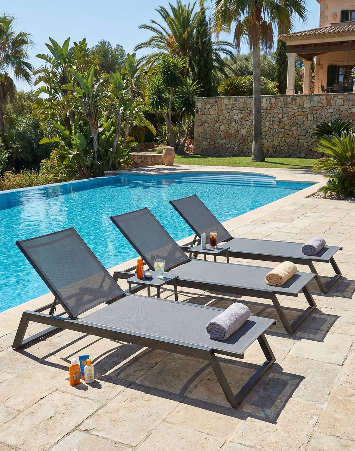 leżak ogrodowy mark, rozkładany, aluminium, grafitowy