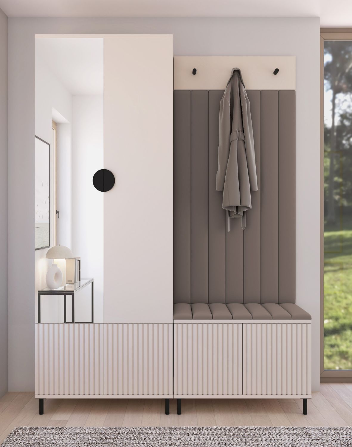 kaszmirowy zestaw mebli do przedpokoju raya 1 trinity 06 cacao