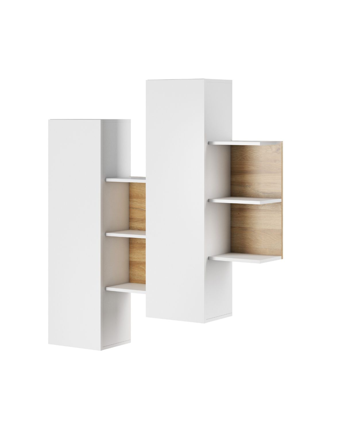 meblościanka do salonu alva biała z dekorem dąb grandson