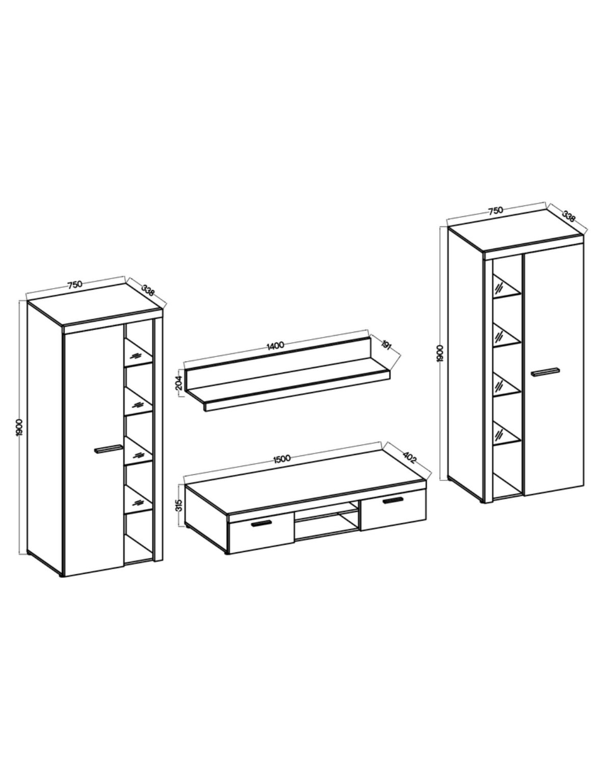 Meblościanka Rumba XL DO Dąb Olejowany