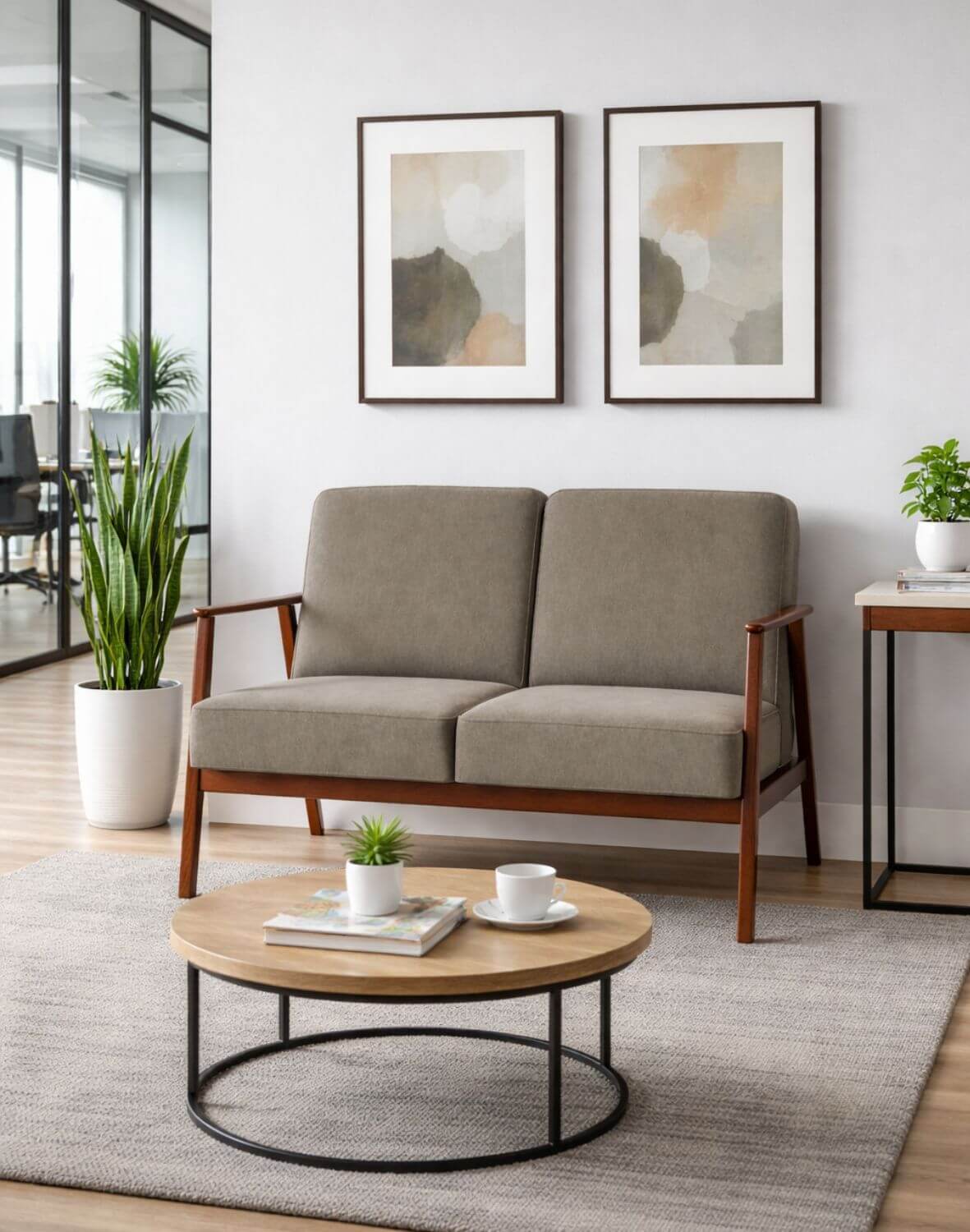 sofa dwuosobowa do salonu milano 2S, retro, oliwkowa