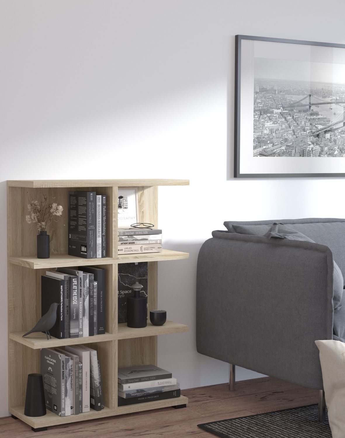 Otwarty Regał na książki More 06 Dąb Sonoma 113x83 cm