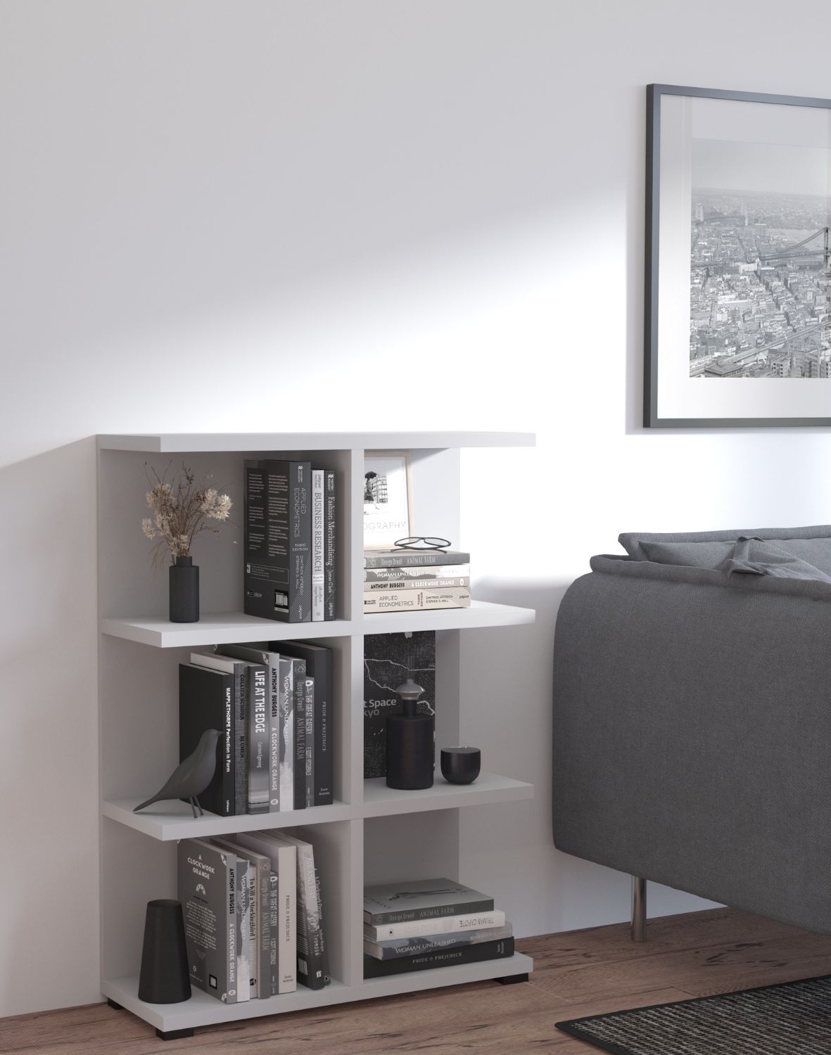 Regał na książki More 06 Jasny Szary 113x83 cm