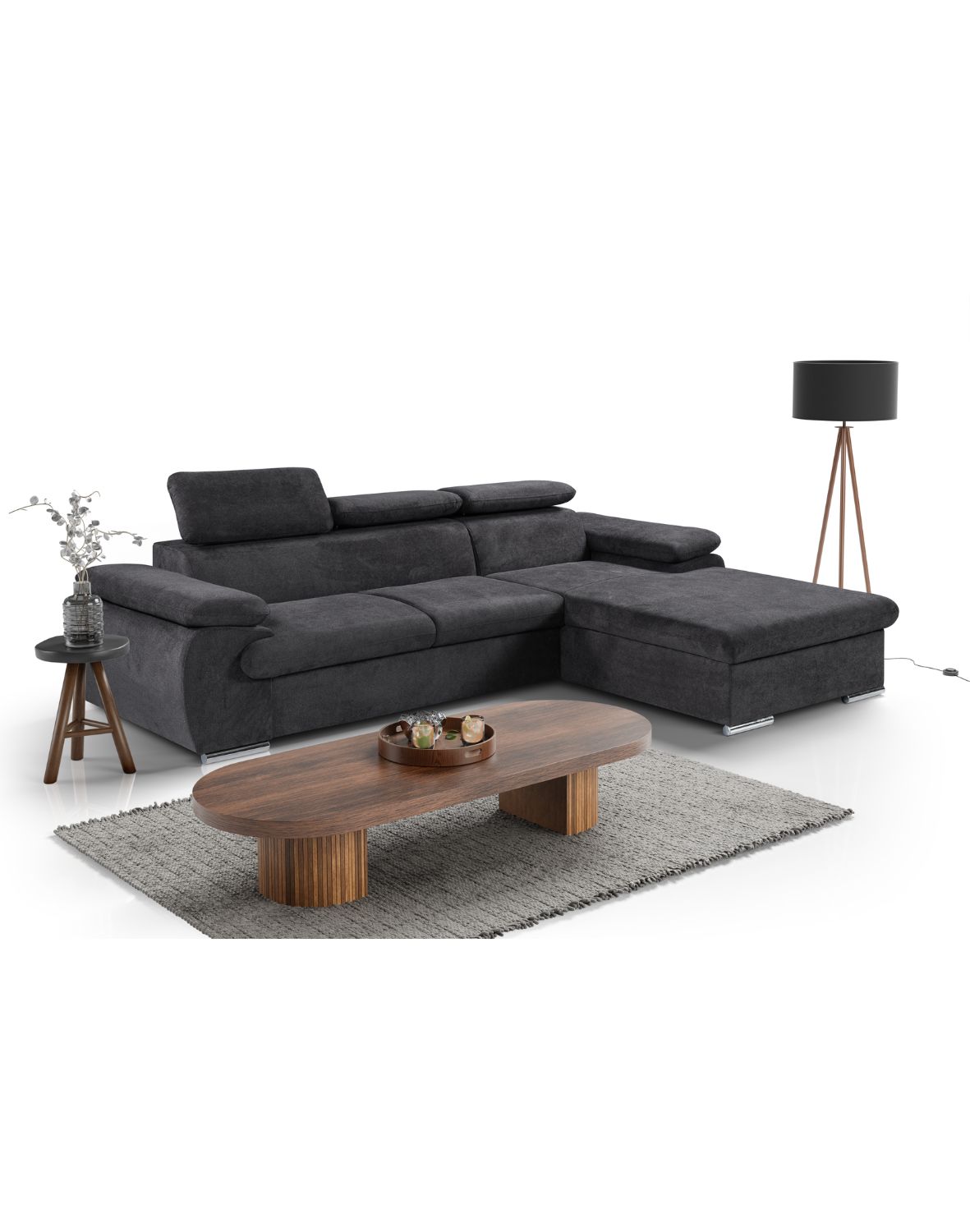 narożnik z funkcją spania z regulowanymi zagłówkami capri