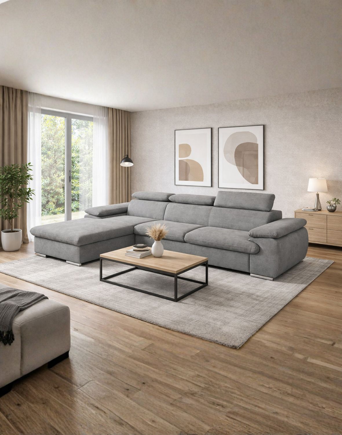 narożnik z funkcją spania z regulowanymi zagłówkami capri