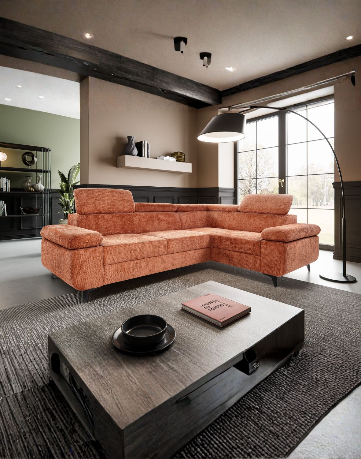 nowoczeasny narożnik do salonu na nóżkach fabio