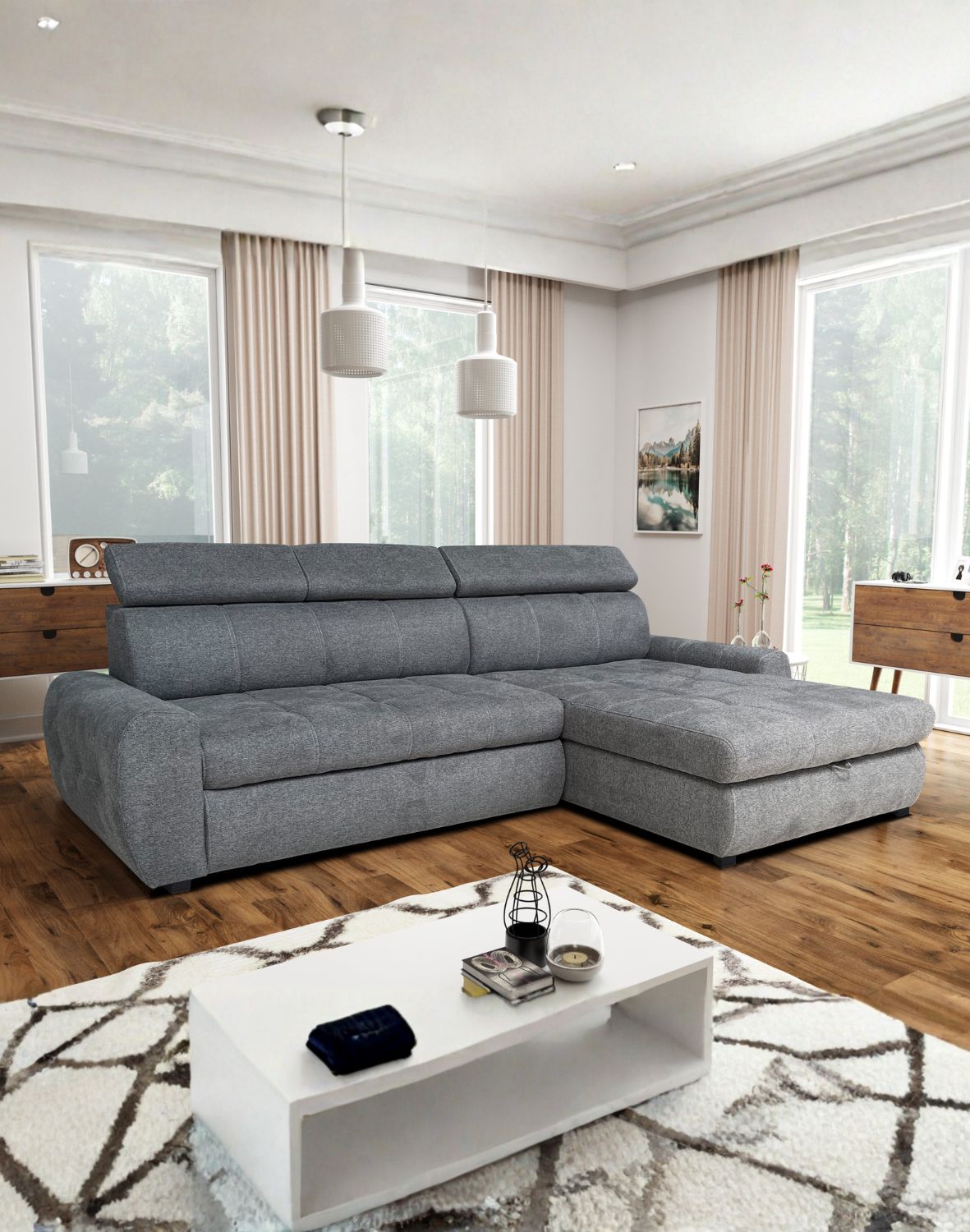 szary narożnik fenix 277 cm