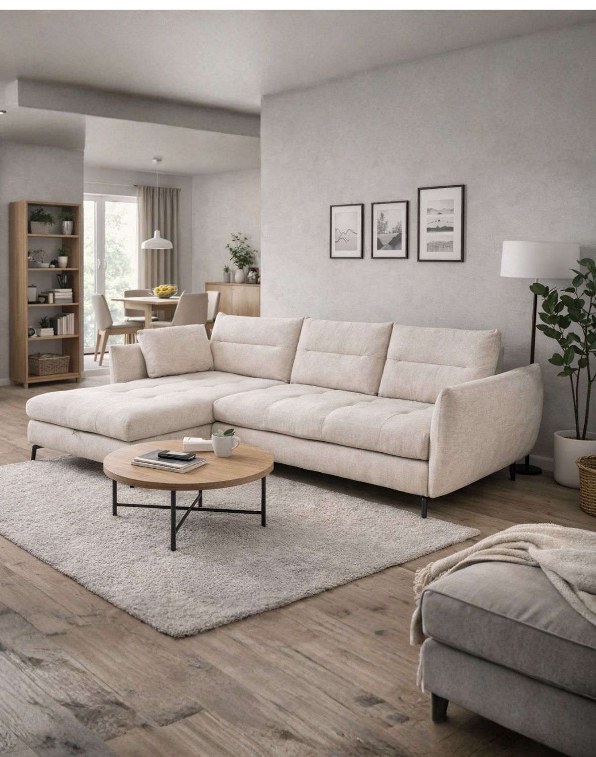 beżowy narożnik z funkcją spania gomez