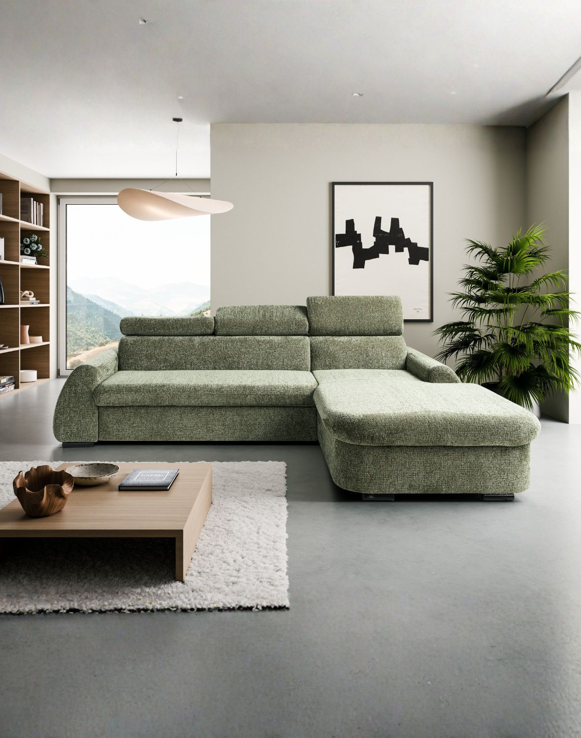 zielony narożnik z regulowanymi zagłówkami perry