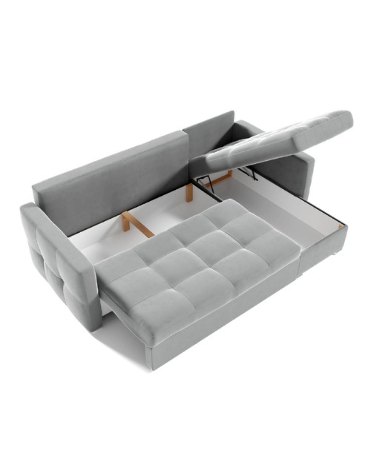 szary narożnik do salonu pikowany z funkcją spania roni 103