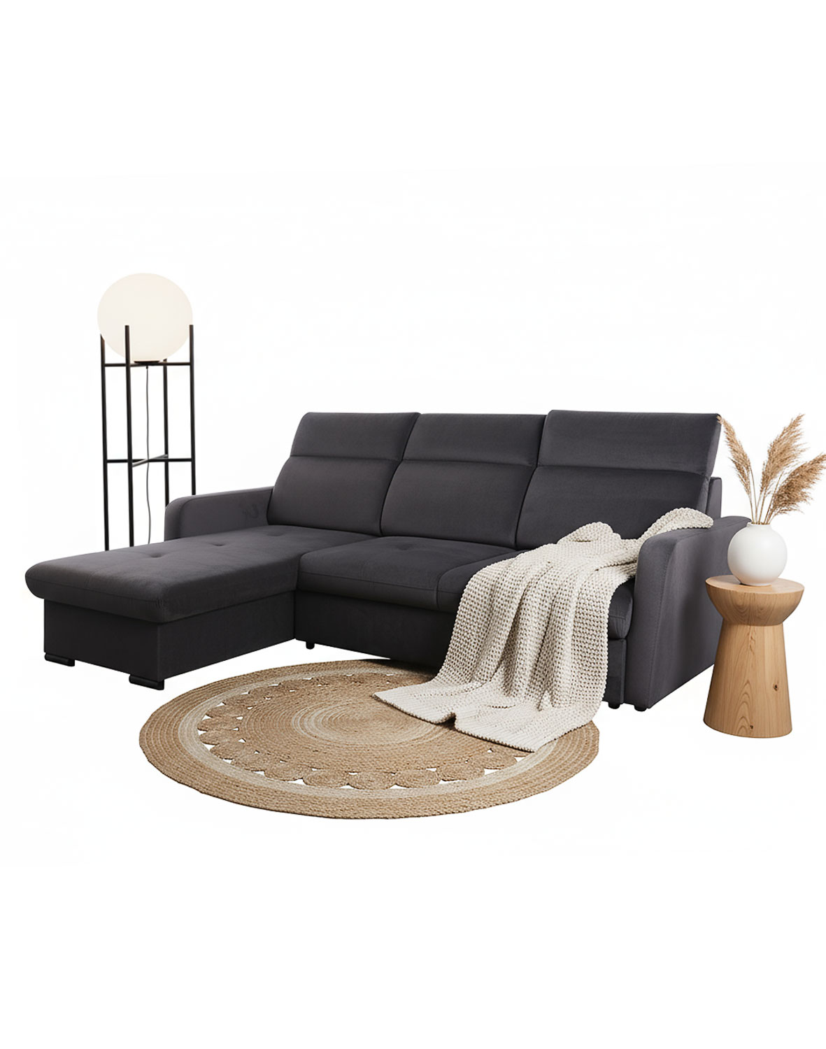 Grafitowy narożnik z funkcją spania Venus