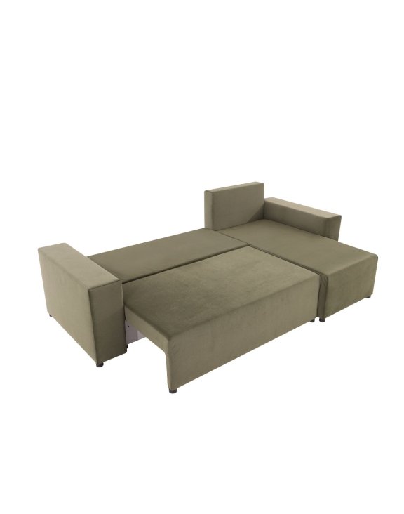 Narożnik z funkcją spania Sora L 242 cm Tkanina Runo 38 Zielona